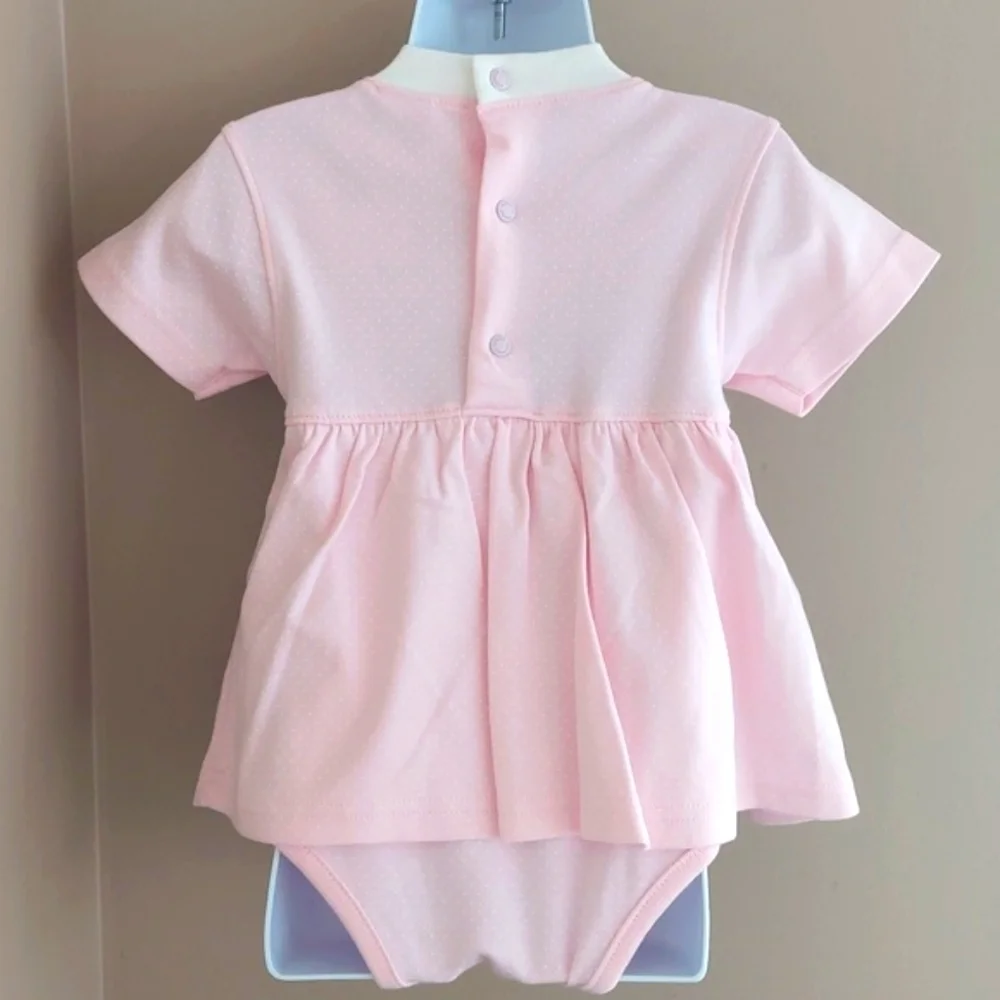 Osh Kosh polka dot bunny rabbit dress playsuit- pink - size 3-6 mos